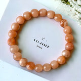 Sunstone Peach Sunstone Custom Size Round Smooth Stretch (8mm) Natural Gemstone Crystal Energy Bead Bracelet