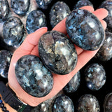 Larvikite - Black Moonstone Blue Aura Norwegian Labradorite, Blue Flame Custom Size  Round Smooth Stretch (8mm) Natural Gemstone Crystal Energy Bead Bracelet