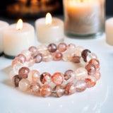 Quartz - Hematoid Red Fire Quartz - Lepidocrocite•Custom Size (8mm) Round Stretch Natural Gemstone Crystal Energy Bead Bracelet