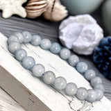 Aquamarine Sea Blue Custom Size Round Smooth Stretch (8mm) Natural Gemstone Crystal Energy Bead Bracelet