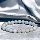 Aquamarine Sea Blue Custom Size Round Smooth Stretch (8mm) Natural Gemstone Crystal Energy Bead Bracelet