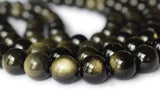 Obsidian - Gold Sheen Obsidian Custom Size Round Smooth Stretch (8mm) Natural Gemstone Crystal Energy Bead Bracelet