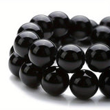 Onyx - Black Onyx Custom Size Round Smooth Stretch (8mm) Natural Gemstone Crystal Energy Bead Bracelet