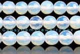 Opalite Sri Lanka Moonstone Custom Size Diamond Cut Faceted Stretch (8mm) Natural Gemstone Crystal Energy Bead Bracelet