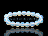 Opalite Sri Lanka Moonstone Custom Size Round Smooth Stretch (Grande 10mm) Natural Gemstone Crystal Energy Bead Bracelet