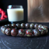 Bloodstone - Dragon Bloodstone Custom Size Round Smooth Stretch (10mm Grande) Natural Gemstone Crystal Energy Bead Bracelet