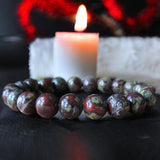 Bloodstone - Dragon Bloodstone Custom Size Round Smooth Stretch (10mm Grande) Natural Gemstone Crystal Energy Bead Bracelet