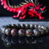 Bloodstone - Dragon Bloodstone Custom Size Round Smooth Stretch (10mm Grande) Natural Gemstone Crystal Energy Bead Bracelet