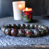Bloodstone - Dragon Bloodstone Custom Size Round Smooth Stretch (10mm Grande) Natural Gemstone Crystal Energy Bead Bracelet