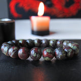 Bloodstone - Dragon Bloodstone Custom Size Round Smooth Stretch (10mm Grande) Natural Gemstone Crystal Energy Bead Bracelet