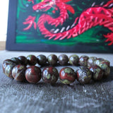 Bloodstone - Dragon Bloodstone Custom Size Round Smooth Stretch (10mm Grande) Natural Gemstone Crystal Energy Bead Bracelet