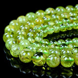 Peridot Key Lime Crystal & Peridot Olive Stone Focus Bead with Hematite•Custom Size•Round Smooth Stretch (10mm Grande) Natural Gemstone Crystal Energy Bead Bracelet