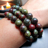Bloodstone - Dragon Bloodstone Custom Size Round Smooth Stretch (10mm Grande) Natural Gemstone Crystal Energy Bead Bracelet