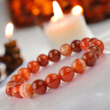 Carnelian Custom Size Orange Round Smooth Stretch Banded (8mm) Natural Gemstone Crystal Energy Bead Bracelet