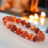 Carnelian Custom Size Orange Round Smooth Stretch Banded (8mm) Natural Gemstone Crystal Energy Bead Bracelet