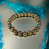 Pyrite - Golden Pyrite Round Smooth Stretch (8mm) Natural Gemstone Crystal Energy Bead Bracelet