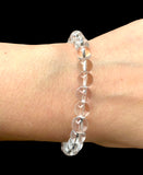 Quartz - Clear Quartz Crystal Round Smooth Stretch  (8mm) Natural Gemstone Crystal Energy Bead Bracelet