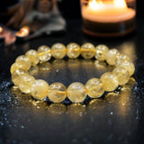 Citrine Custom Size Yellow Round Smooth Stretch (10mm Grande) Natural Gemstone Crystal Energy Bead Bracelet "High Quality”  Large Beads