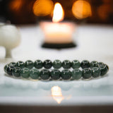Jade - Nephrite Green Custom Size Round Smooth Stretch (8mm) Natural Gemstone Crystal Energy Bead Bracelet