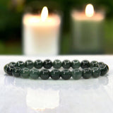 Jade - Nephrite Green Custom Size Round Smooth Stretch (8mm) Natural Gemstone Crystal Energy Bead Bracelet
