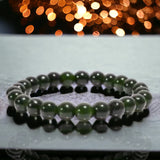 Jade - Nephrite Green Custom Size Round Smooth Stretch (8mm) Natural Gemstone Crystal Energy Bead Bracelet