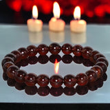 Garnet - Pyrope Red Wine Custom Size Round Smooth Stretch (8mm) Natural Gemstone Crystal Energy Bead Bracelet
