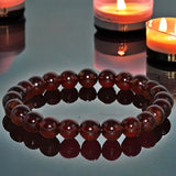 Garnet - Pyrope Red Wine Custom Size Round Smooth Stretch (8mm) Natural Gemstone Crystal Energy Bead Bracelet
