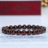 Garnet - Pyrope Red Wine Custom Size Round Smooth Stretch (8mm) Natural Gemstone Crystal Energy Bead Bracelet