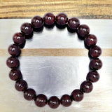 Garnet - Pyrope Red Wine Custom Size Round Smooth Stretch (8mm) Natural Gemstone Crystal Energy Bead Bracelet