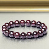 Garnet - Almandine Red Custom Size Round Smooth Stretch (8mm) Natural Gemstone Crystal Energy Bead Bracelet