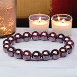 Garnet - Almandine Red Custom Size Round Smooth Stretch (8mm) Natural Gemstone Crystal Energy Bead Bracelet