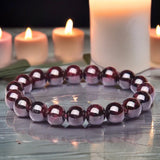 Garnet - Almandine Red Custom Size Round Smooth Stretch (8mm) Natural Gemstone Crystal Energy Bead Bracelet