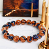 Goldstone - Blue/Gold Sandstone Fusion Mix Custom Size Round Smooth Stretch (8mm) Natural Gemstone Crystal Energy Bracelet