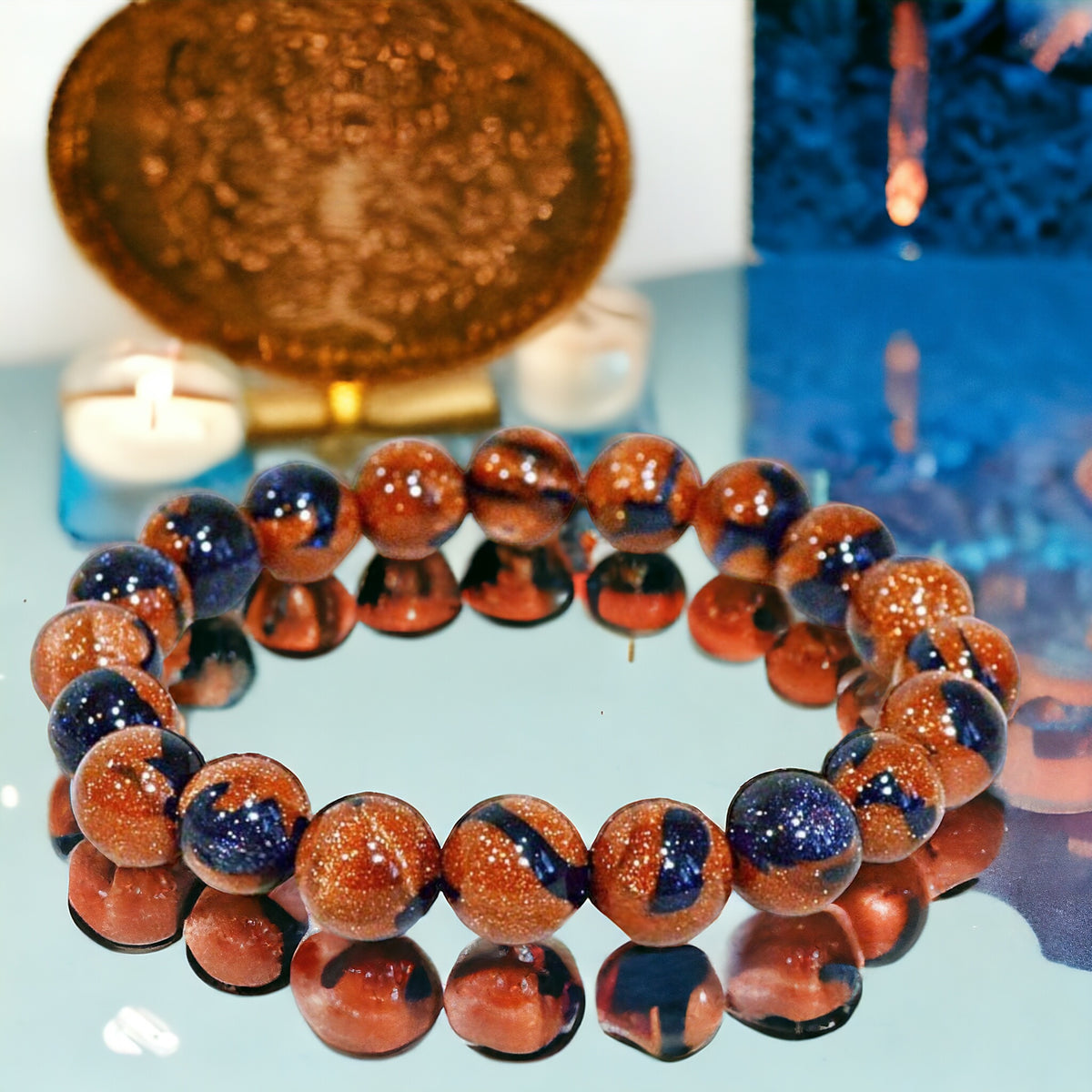 Goldstone - Blue/Gold Sandstone Fusion Mix Custom Size Round