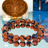 Goldstone - Blue/Gold Sandstone Fusion Mix Custom Size Round Smooth Stretch (8mm) Natural Gemstone Crystal Energy Bracelet