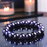 Goldstone Sandstone Blue Custom Size Round Smooth Stretch (8mm) Natural Gemstone Crystal Energy Bracelet