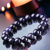 Goldstone Sandstone Blue Custom Size Round Smooth Stretch (8mm) Natural Gemstone Crystal Energy Bracelet