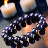 Goldstone Sandstone Blue Custom Size Round Smooth Stretch (8mm) Natural Gemstone Crystal Energy Bracelet