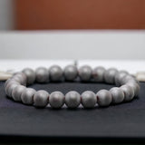 Hematite Black/Gray Custom Size Matte Rustic Round Stretch (8mm) Natural Gemstone Crystal Energy Bead Bracelet