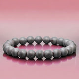 Hematite Black/Gray Custom Size Matte Rustic Round Stretch (8mm) Natural Gemstone Crystal Energy Bead Bracelet