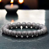 Hematite Black/Gray Custom Size Matte Rustic Round Stretch (8mm) Natural Gemstone Crystal Energy Bead Bracelet