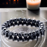 Hematite Black Custom Size Diamond Cut Faceted Stretch (8mm) Natural Gemstone Crystal Energy Bead Bracelet