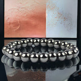 Hematite Black Custom Size Round Stretch (8mm) Natural Gemstone Crystal Energy Bead Bracelet