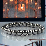 Hematite Black Custom Size Round Stretch (8mm) Natural Gemstone Crystal Energy Bead Bracelet