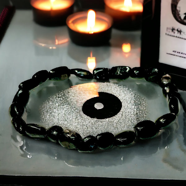 Hypersthene - Black Aura Nugget Series Custom Size Stretch (8 - 10mm) Large Irregular Shape Smooth Natural Gemstone Crystal Energy Bead Bracelet