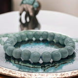Jade - Jadeite Burmese Green Blue Water - Ice Seed Melon - Custom Size Round Smooth Stretch (8mm) Natural Gemstone Crystal Energy Bead Bracelet