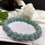Jade - Jadeite Burmese Green Blue Water - Ice Seed Melon - Custom Size Round Smooth Stretch (8mm) Natural Gemstone Crystal Energy Bead Bracelet