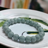 Jade - Jadeite Burmese Green Blue Water - Ice Seed Melon - Custom Size Round Smooth Stretch (8mm) Natural Gemstone Crystal Energy Bead Bracelet