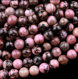 Rhodonite Custom Size Round Smooth Stretch (8mm) Natural Gemstone Crystal Energy Bead Bracelet