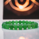 Jade - Jadeite Imperial Green Custom Size Optional Evil Eye Charm Round Smooth Stretch (8mm) Natural Gemstone Crystal Energy Bead Bracelet